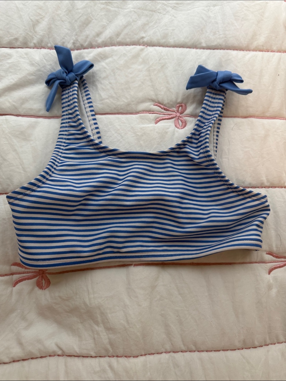 Cat & Jack White Swim Top with Blue Stripes